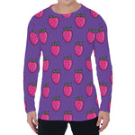 Purple Strawberry Pattern Print Men's Long Sleeve T-Shirt