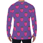 Purple Strawberry Pattern Print Men's Long Sleeve T-Shirt