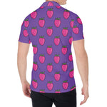 Purple Strawberry Pattern Print Men's Shirt