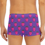 Purple Strawberry Pattern Print Men's Short Boxer Briefs