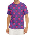 Purple Strawberry Pattern Print Men's Short Sleeve Rash Guard