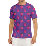 Purple Strawberry Pattern Print Men's Short Sleeve Rash Guard