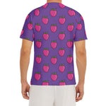 Purple Strawberry Pattern Print Men's Short Sleeve Rash Guard