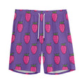 Purple Strawberry Pattern Print Men's Athletic Shorts