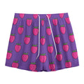 Purple Strawberry Pattern Print Mesh Shorts