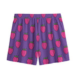Purple Strawberry Pattern Print Mesh Shorts