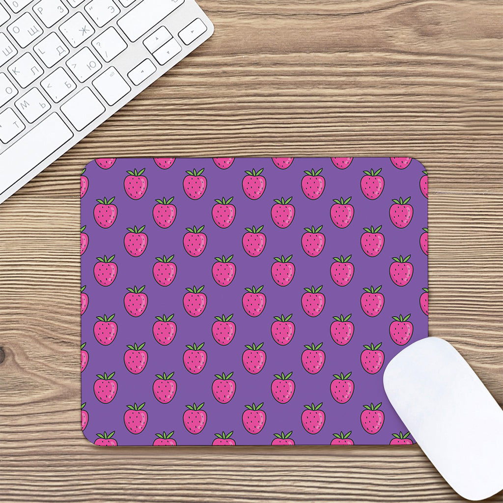 Purple Strawberry Pattern Print Mouse Pad