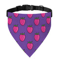 Purple Strawberry Pattern Print Over The Collar Dog Bandana