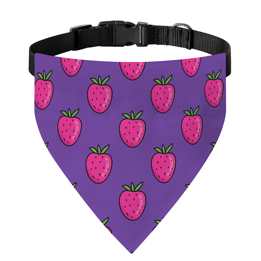 Purple Strawberry Pattern Print Over The Collar Dog Bandana
