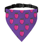 Purple Strawberry Pattern Print Over The Collar Dog Bandana