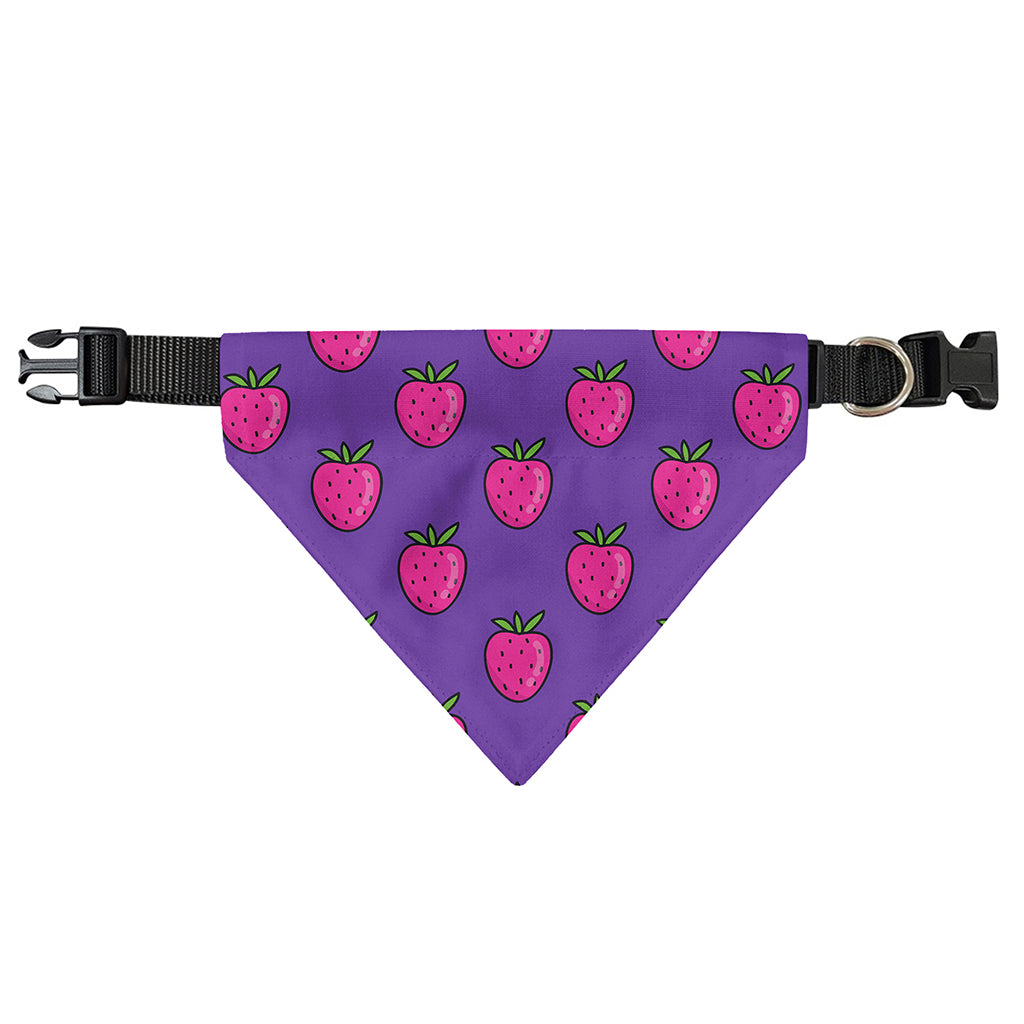 Purple Strawberry Pattern Print Over The Collar Dog Bandana