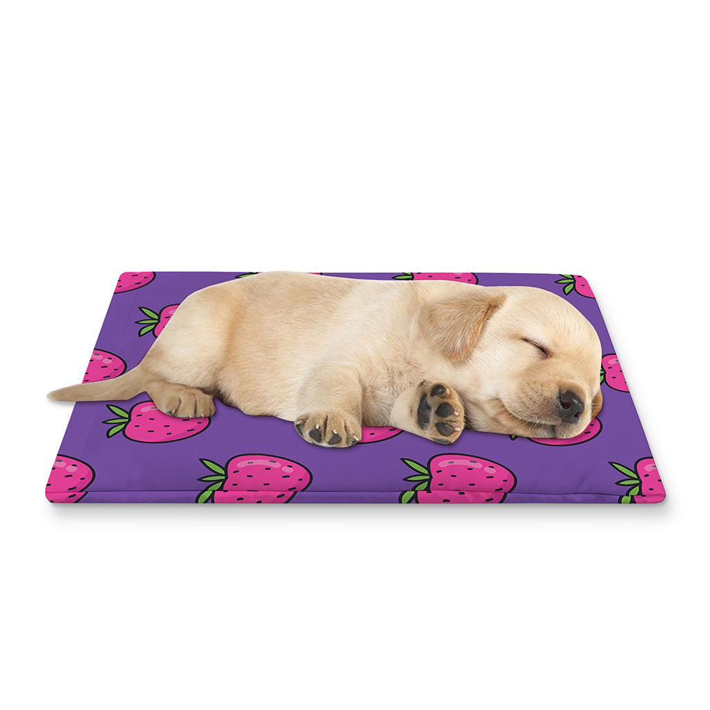 Purple Strawberry Pattern Print Pet Cooling Mat Cover