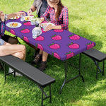 Purple Strawberry Pattern Print Picnic Table Cover