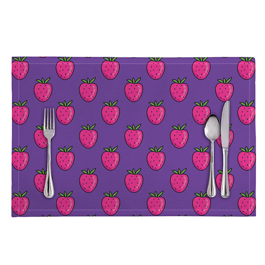 Purple Strawberry Pattern Print Placemat