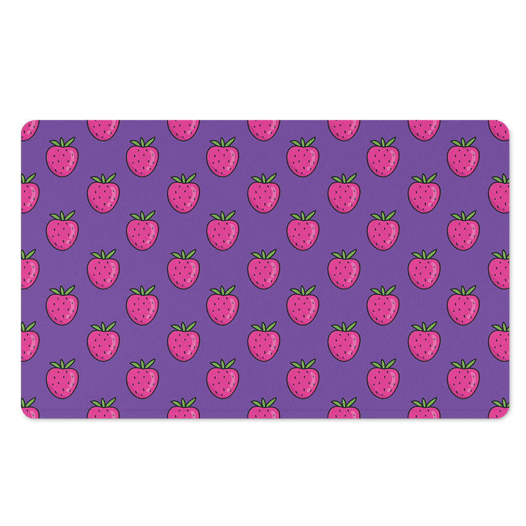Purple Strawberry Pattern Print Polyester Doormat