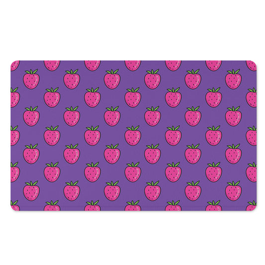 Purple Strawberry Pattern Print Polyester Doormat