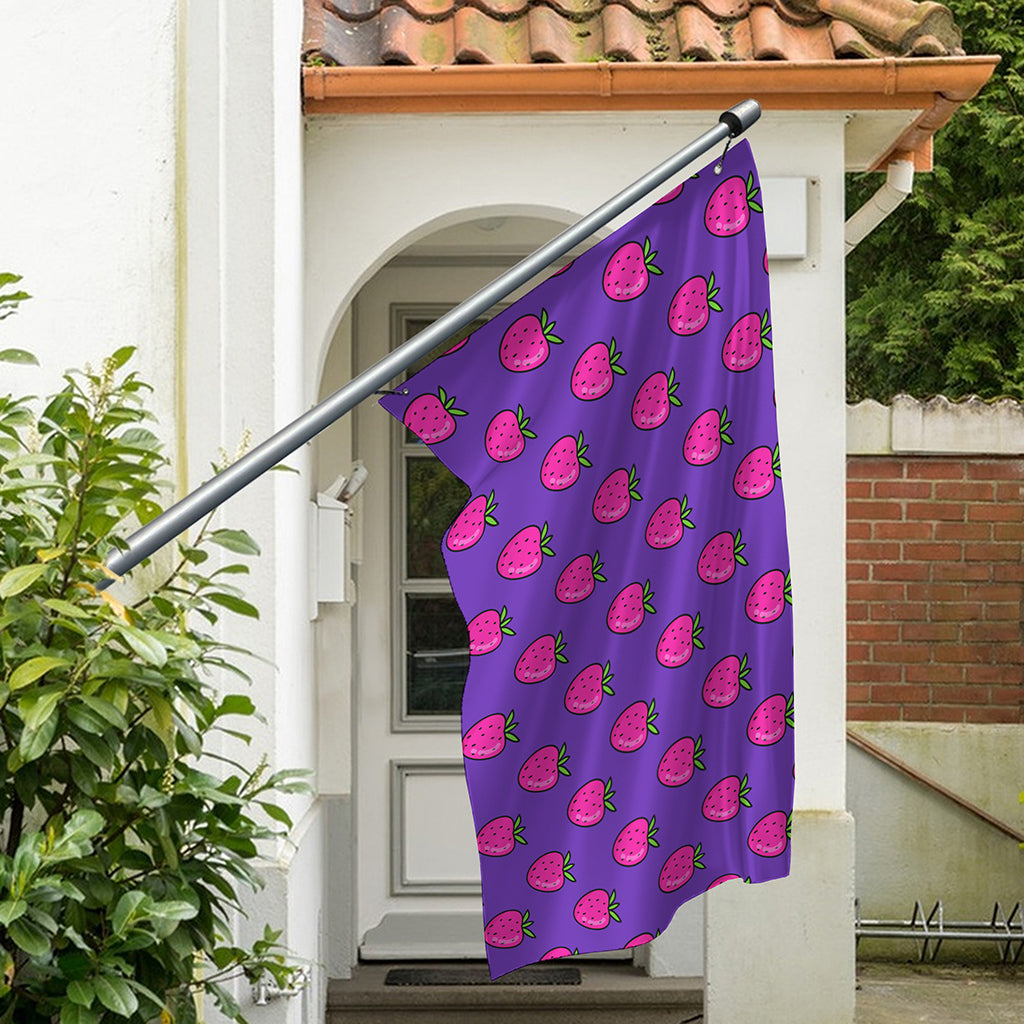 Purple Strawberry Pattern Print Polyester Flag