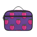 Purple Strawberry Pattern Print Portable Lunch Bag