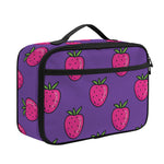 Purple Strawberry Pattern Print Portable Lunch Bag