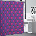Purple Strawberry Pattern Print Premium Shower Curtain