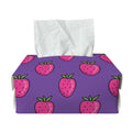 Purple Strawberry Pattern Print Rectangle Tissue Box Cover