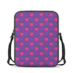Purple Strawberry Pattern Print Rectangular Crossbody Bag