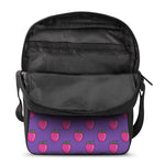 Purple Strawberry Pattern Print Rectangular Crossbody Bag