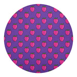 Purple Strawberry Pattern Print Round Blanket