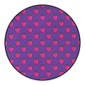 Purple Strawberry Pattern Print Round Floor Mat