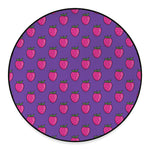 Purple Strawberry Pattern Print Round Floor Mat