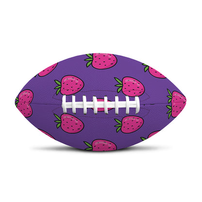 Purple Strawberry Pattern Print Rugby Ball