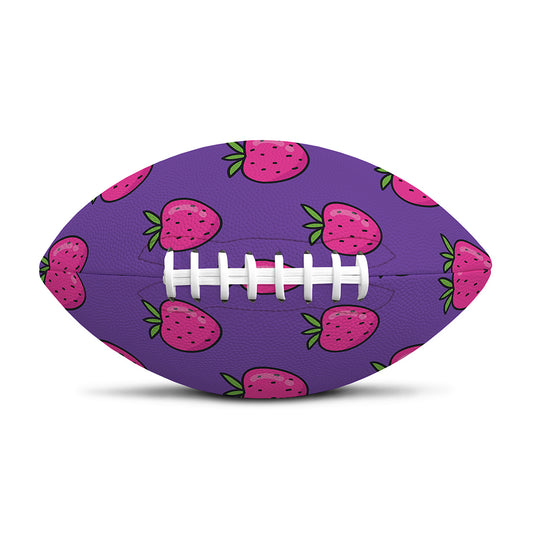 Purple Strawberry Pattern Print Rugby Ball