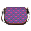 Purple Strawberry Pattern Print Saddle Bag