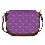 Purple Strawberry Pattern Print Saddle Bag