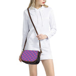 Purple Strawberry Pattern Print Saddle Bag