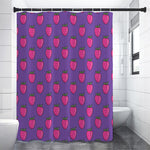 Purple Strawberry Pattern Print Shower Curtain