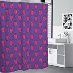 Purple Strawberry Pattern Print Shower Curtain