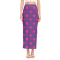 Purple Strawberry Pattern Print Side Slit Maxi Skirt