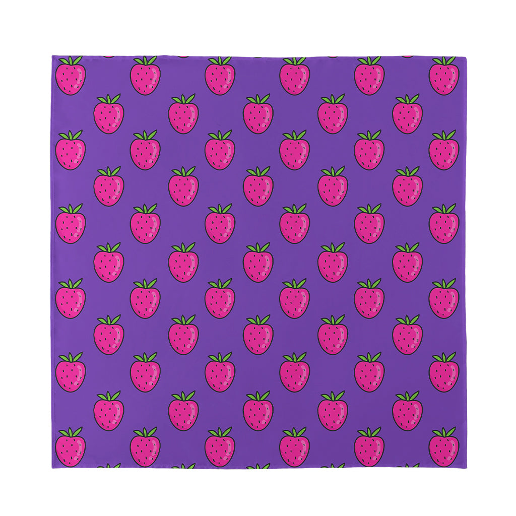 Purple Strawberry Pattern Print Silk Bandana