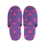 Purple Strawberry Pattern Print Slippers