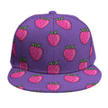 Purple Strawberry Pattern Print Snapback Cap