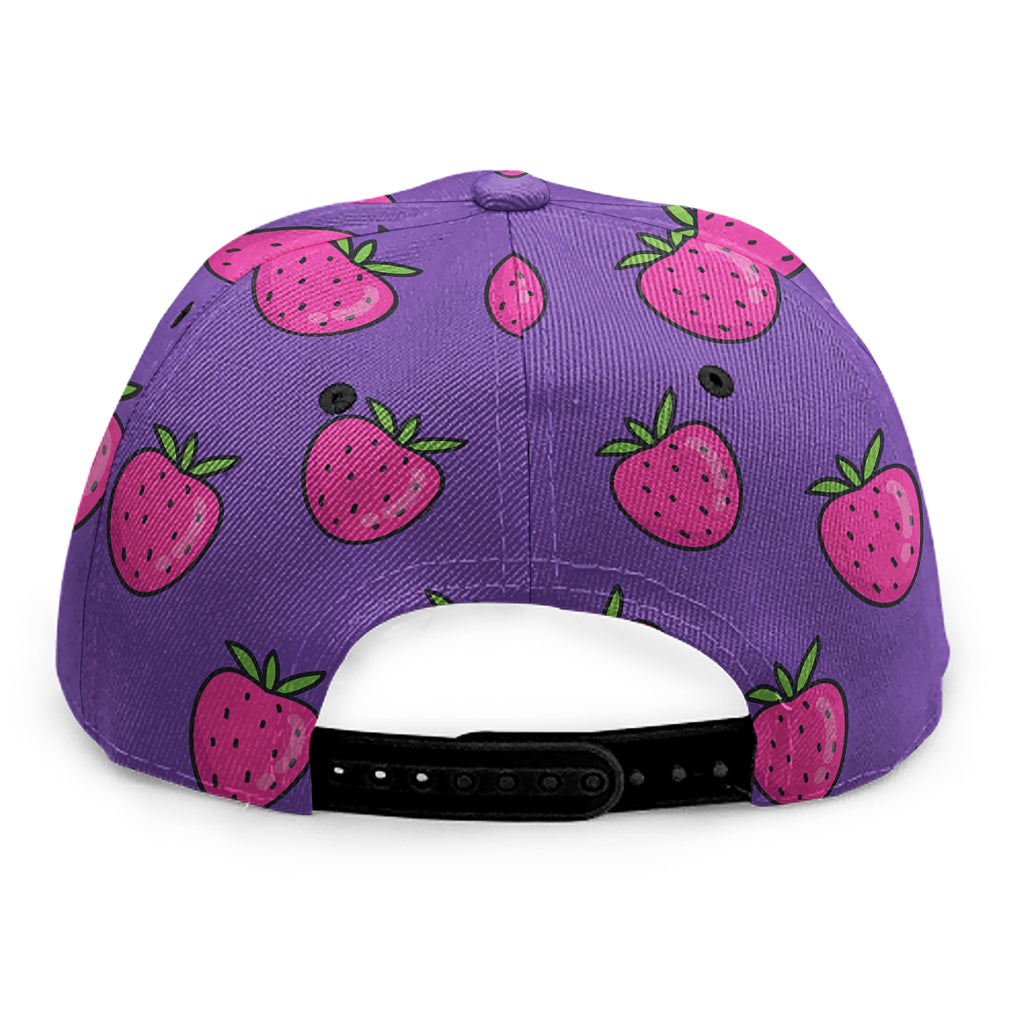 Purple Strawberry Pattern Print Snapback Cap