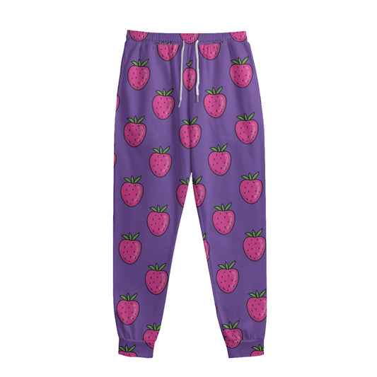 Purple Strawberry Pattern Print Sweatpants