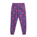Purple Strawberry Pattern Print Sweatpants