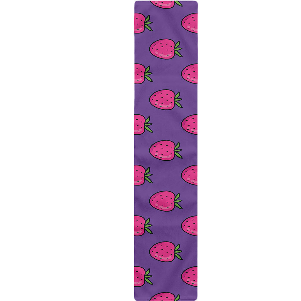 Purple Strawberry Pattern Print Table Runner