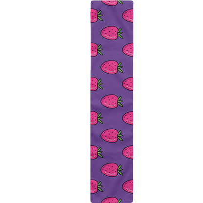 Purple Strawberry Pattern Print Table Runner