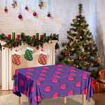 Purple Strawberry Pattern Print Tablecloth