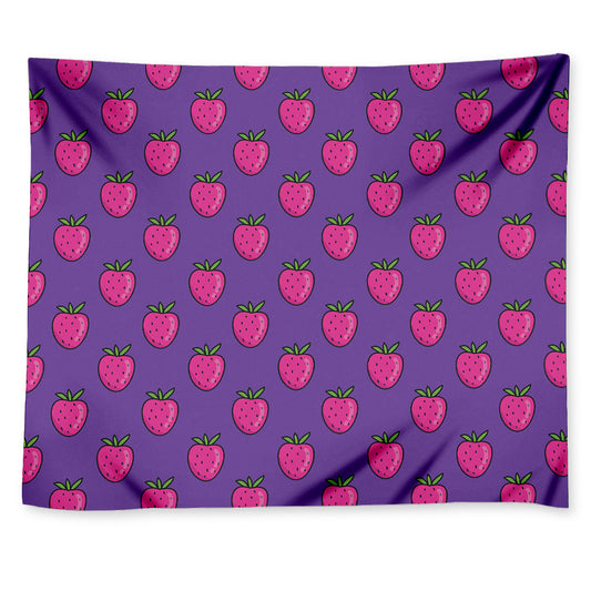 Purple Strawberry Pattern Print Tapestry
