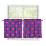 Purple Strawberry Pattern Print Tier Curtains