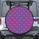 Purple Strawberry Pattern Print Tire Cover